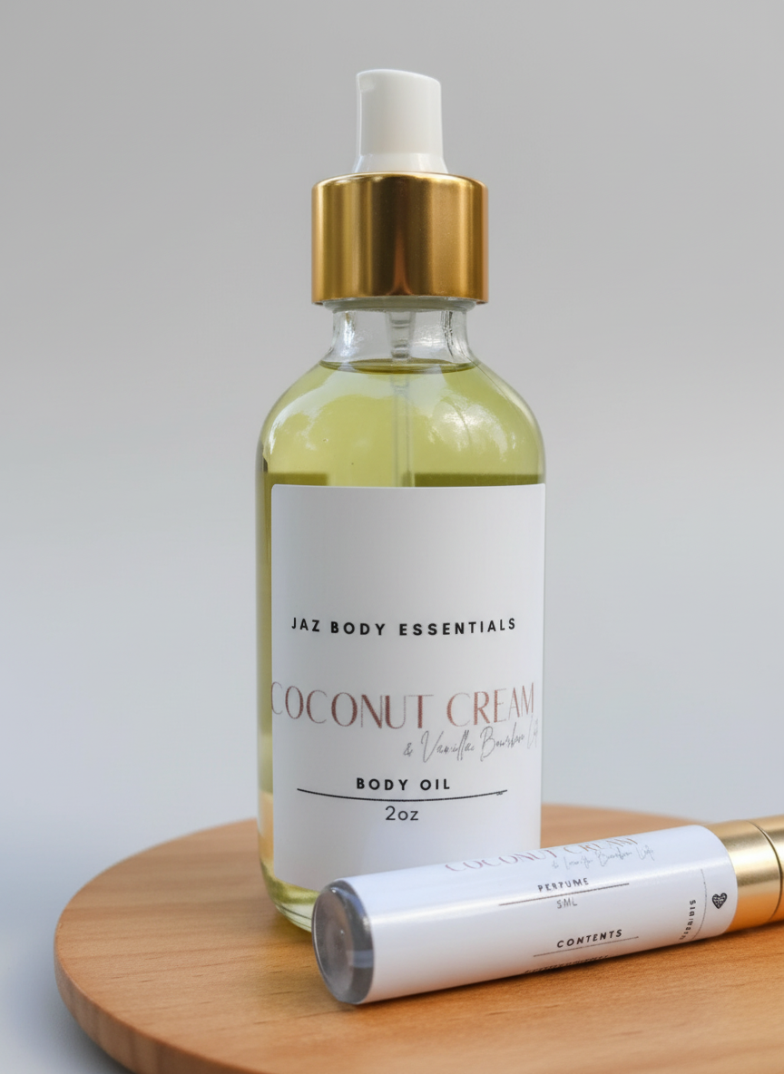 Coconut Cream & Vanilla Bourbon Latte Body Oil & Perfume Set