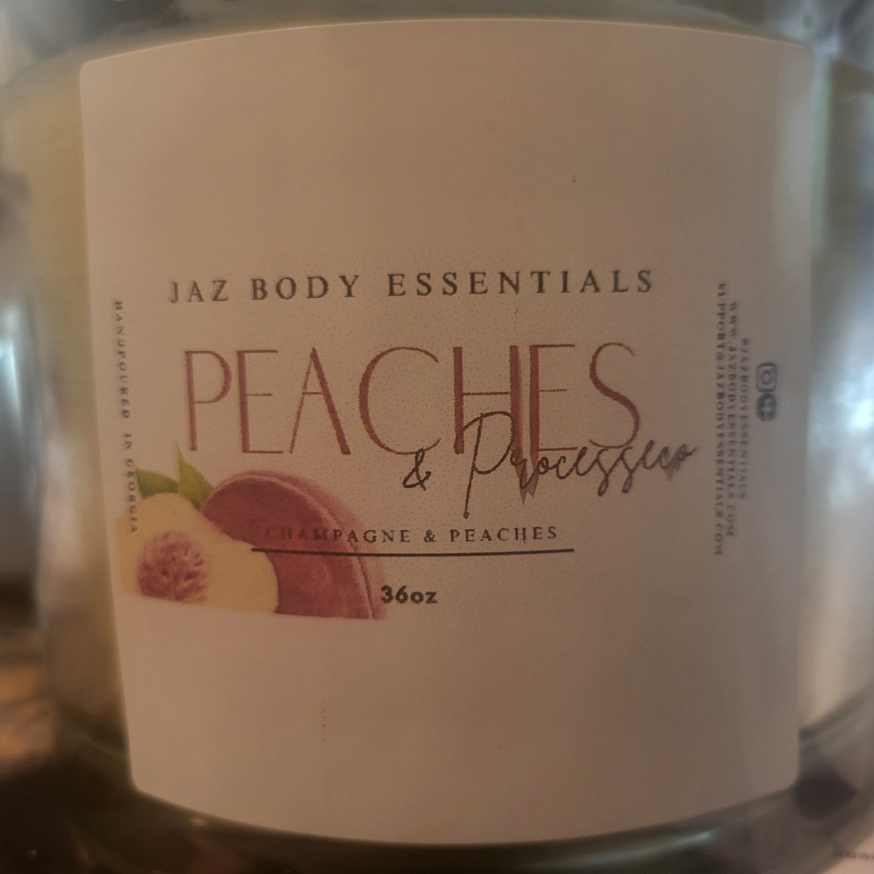 Peaches and Prosseco Scented 4 wick 36oz Candle